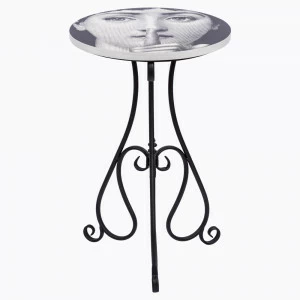 Кофейный столик круглый черно-белый с рисунком 50 см "Секрет" Fornasetti BYOBJECT FORNASETTI 014301 Белый;черный