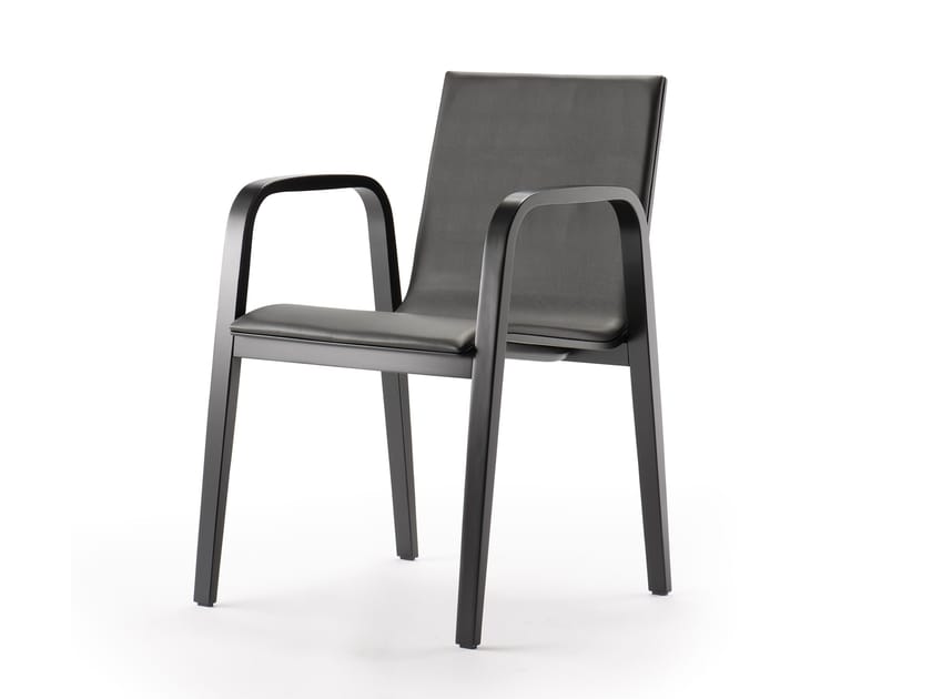 Кожаный мягкий стул с подлокотниками SCHNEEWEISS interior Krischanitz bentwood ARCH-00053588