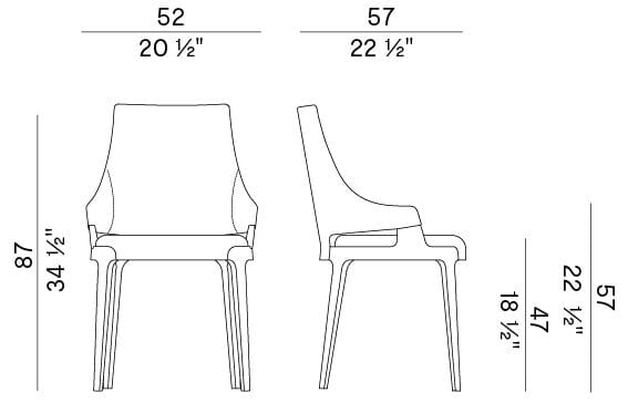 Кожаный мягкий стул с подлокотниками Potocco ARCH-00111660 - Вид №2