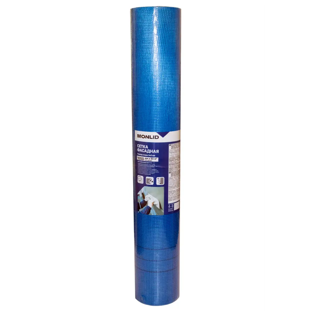Стеклосетка фасадная 5x5 мм MONLID 145 г/м² 1x50 м STLM-2030120 - Вид №1