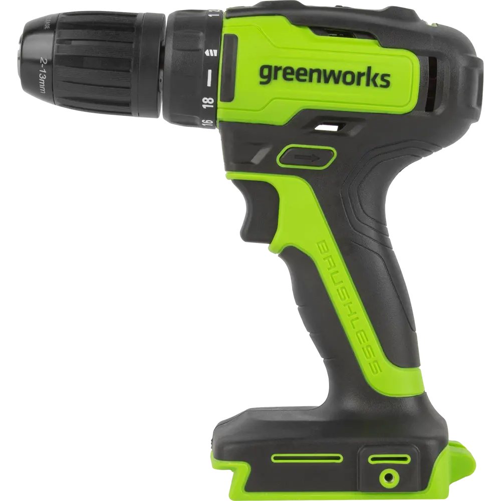 Дрель-шуруповерт аккумуляторная бесщеточная Greenworks GD24DD35 3704007, 24 В Li-Ion, без АКБ и ЗУ STLM-2048540 - Вид №1