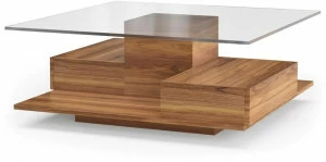 DWFI Квадратный журнальный столик из дерева и стекла  00002590