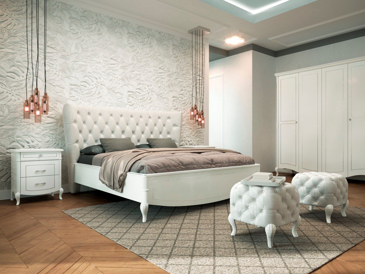 Деревянная двуспальная кровать с капитонным изголовьем CASA +39 Prestige 2 ARCH-00151576 - Вид №2