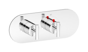 EUA122OSNLM Комплект наружных частей термостата на 1 потребителей - горизонтальная овальная панель с ручками Love Me IB Aqua - 1 потребитель
