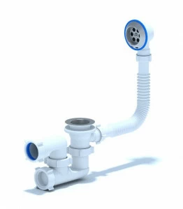 Сифон АНИ для ванны с выпуском, с переливом регулируемый 1 1/2" 40мм E250