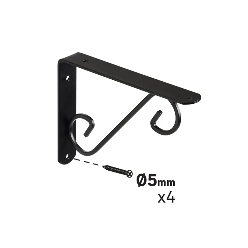 Декоративный кронштейн Volute 14x19 см нагрузка до 30 кг цвет черный 89438020 STLM-2012941 Santreyd  - Вид №4