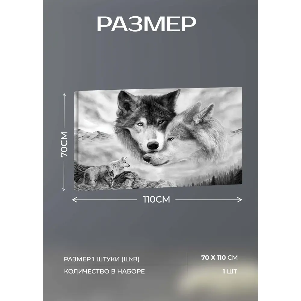 Santreyd Картина 'Волчья верность' - джутовый холст 110x70 см 87233217 STLM-0073551 - Вид №3