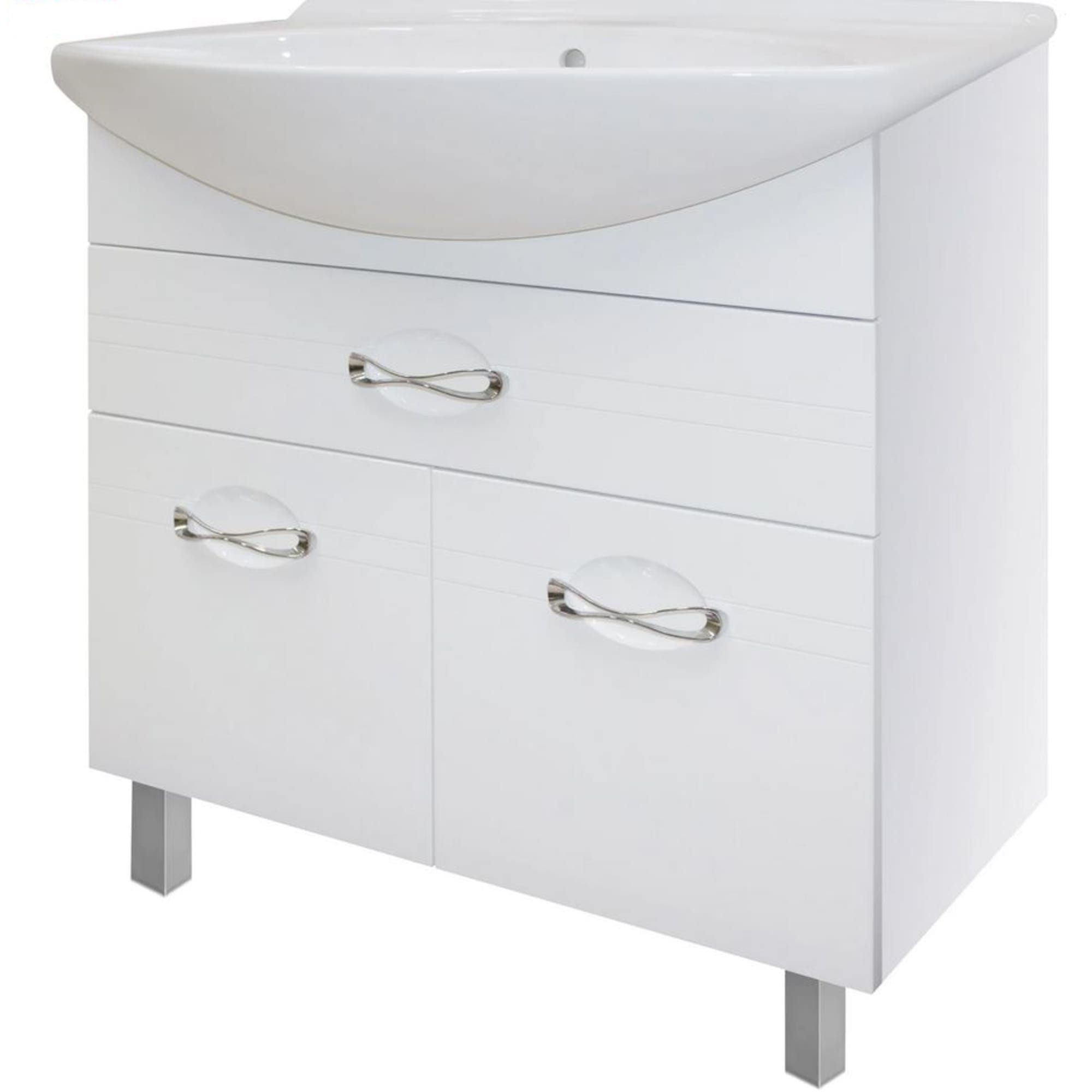 82569829 Тумба под раковину напольная «» 75 см цвет белый Палермо Santreyd - Вид №1