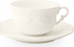 10598506 Gien Чашка чайная с блюдцем Gien Рокайль, белый 180мл, фаянс Фаянс