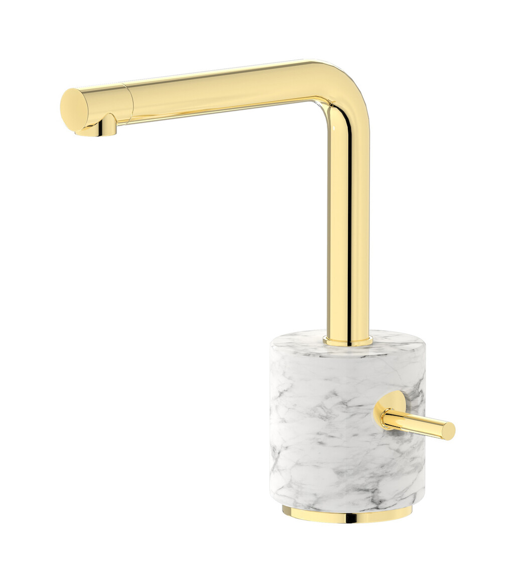 Смеситель для раковины на 1 отверстие в комплекте с донным клапаном WE ARE IB mm200ii_1 Pale Gold Marmo