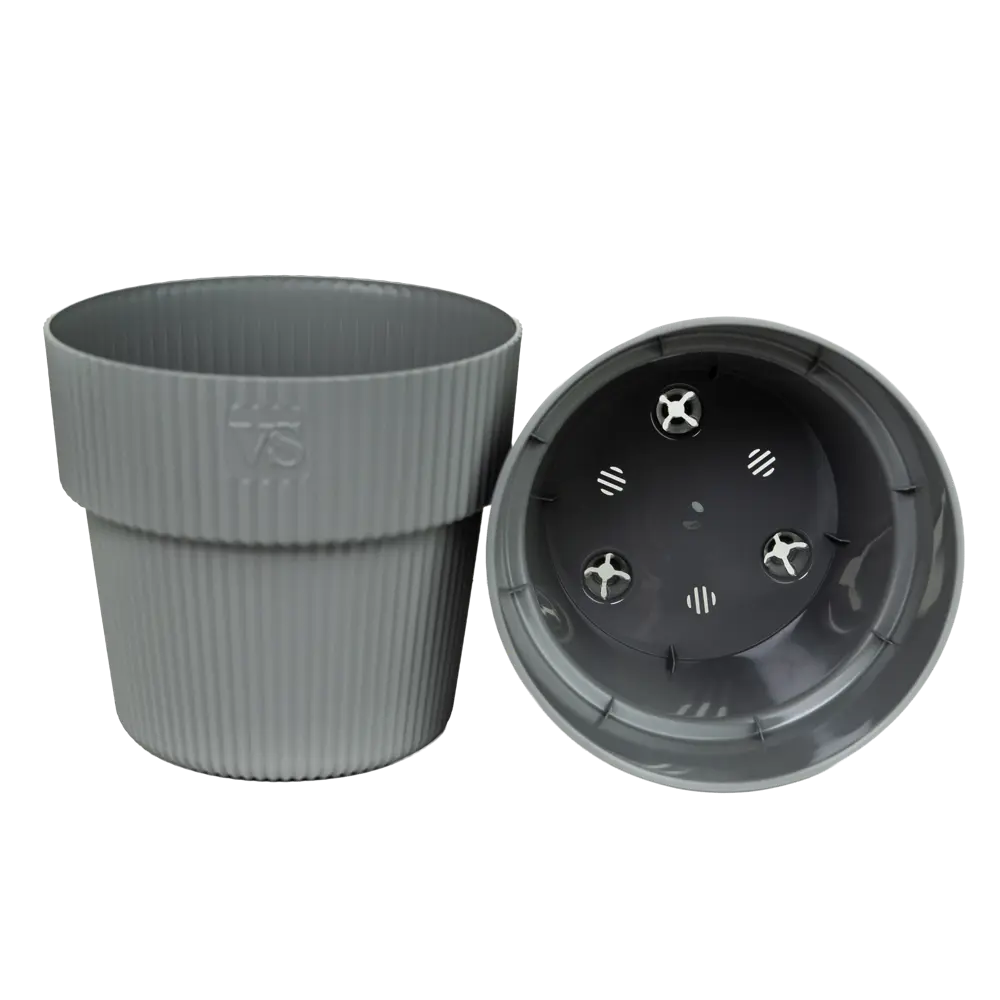Горшок цветочный Amо Алемар 21x21x19 см v4.8 л пластик серый Santreyd STLM-2103229