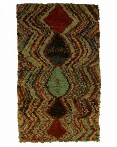 AFOLKI Прямоугольный шерстяной коврик с длинным ворсом и узором Boucherouite Taa1038be