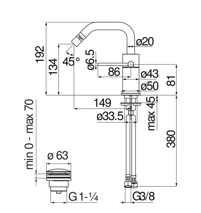Смеситель для биде с одной ручкой Nobili Velis ARCH-00096213 - Вид №6