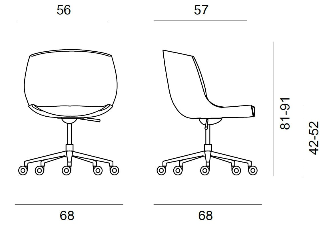 Тканевый поворотный стул с колесами BBB COCOON ARCH-00080497 - Вид №3