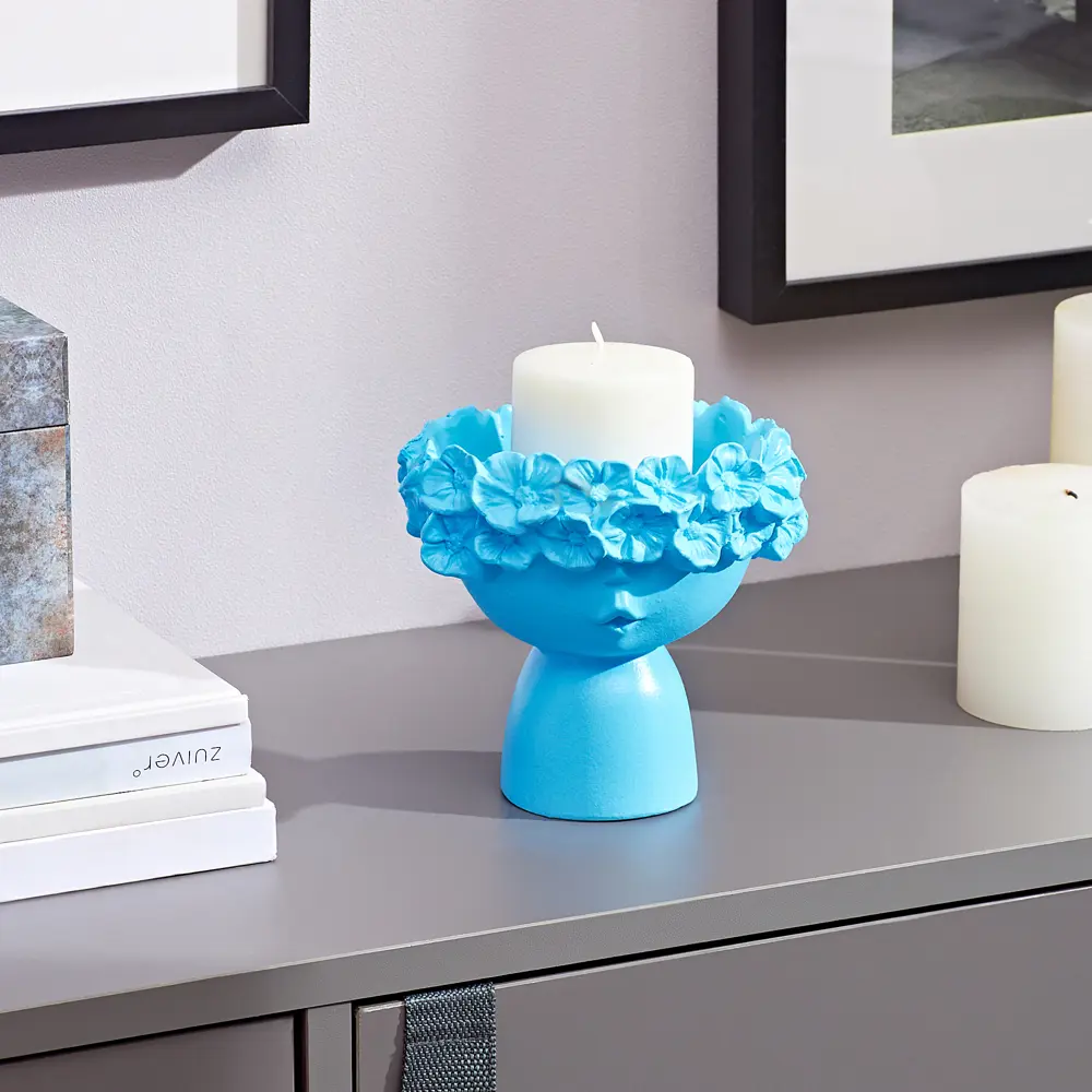 Ваза фигурная Мила гипс цвет голубой 13.3 см EVIS STLM-2063183