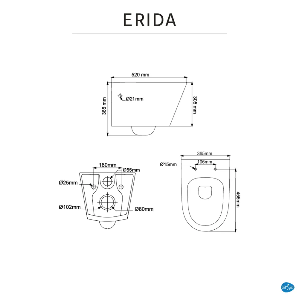 Унитаз подвесной Sensea Erida безободковый STLM-2030148 - Вид №10