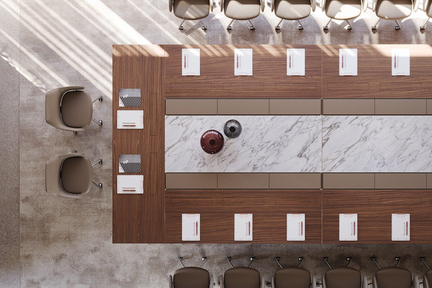 Прямоугольный стол для собраний из ореха и стеклянной столешницы PROF Bespoke ARCH-00097913 - Вид №2