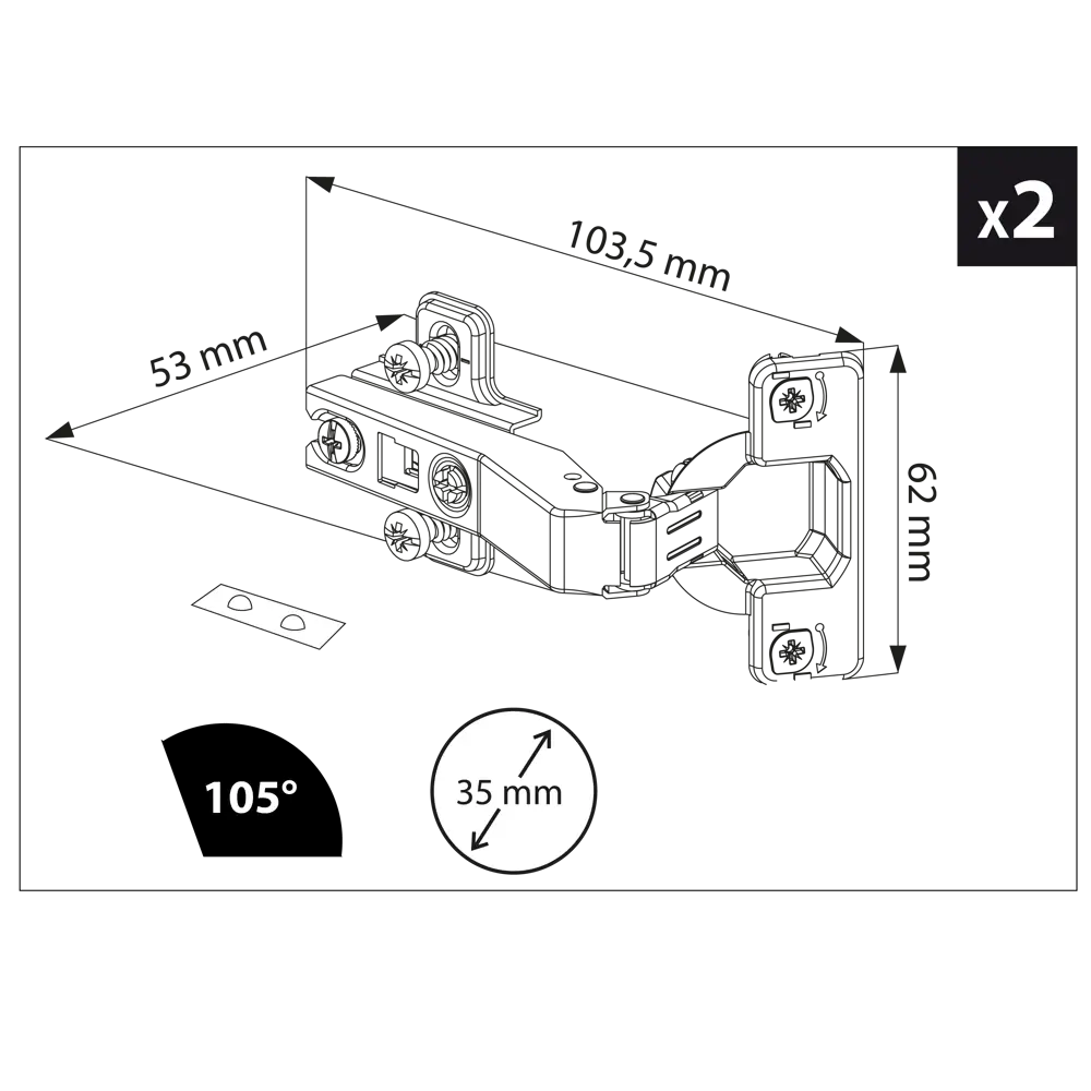 Комплект петель Standers 110 градусов сталь 2 шт STLM-2201306 - Вид №3