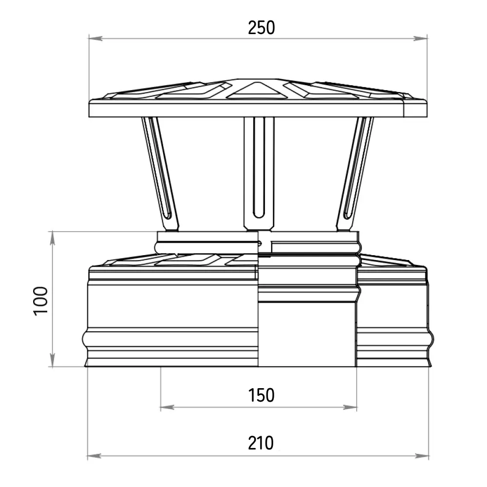 Оголовок Металлик и Ко (430/оцинкованная сталь/0.5 мм) D150x210 мм STLM-2141920 - Вид №2