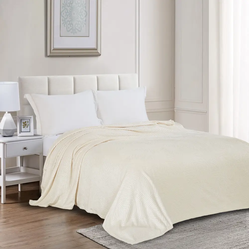 Плед Berta 150x200 см жаккард цвет экрю СТОЛИЦА ТЕКСТИЛЯ STLM-2159641 - Вид №4