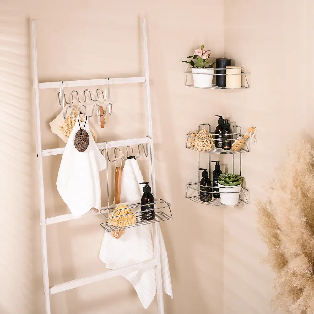 Полка для ванной ЧМЗ Модулус 502-004-01 угловая 22.5x22.5x9.8 см цвет хром STLM-2178160 - Вид №5