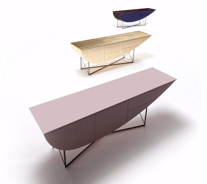 ERBA ITALIA Прямоугольная консоль из листового золота с ящиками sun-id-1399248 - Вид №3