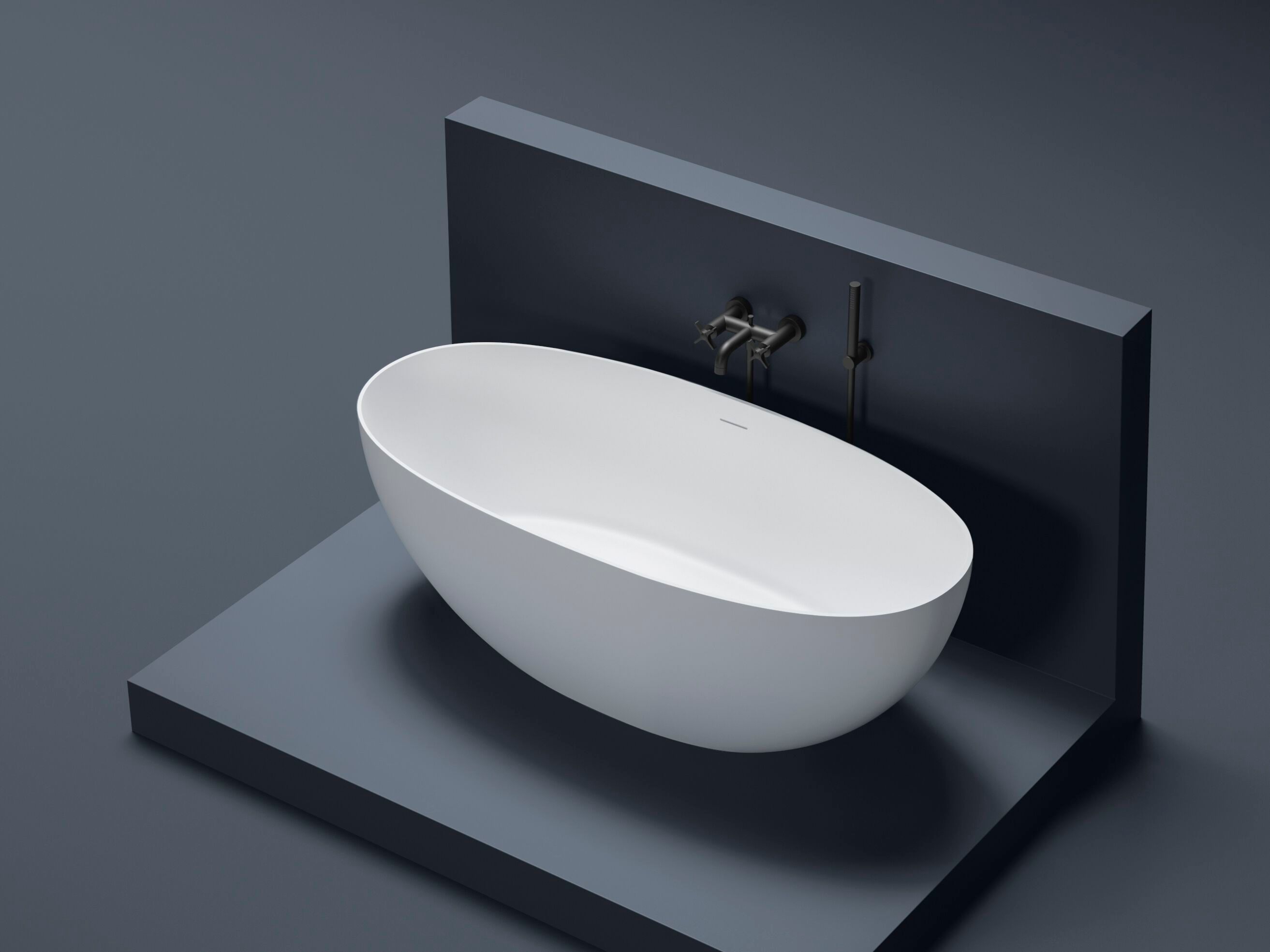 Овальная ванна в центре комнаты в твердой поверхности Gruppo Treesse мебель для ванной комнаты-отдельно стоящие ванны ARCH-00040277 - Вид №1