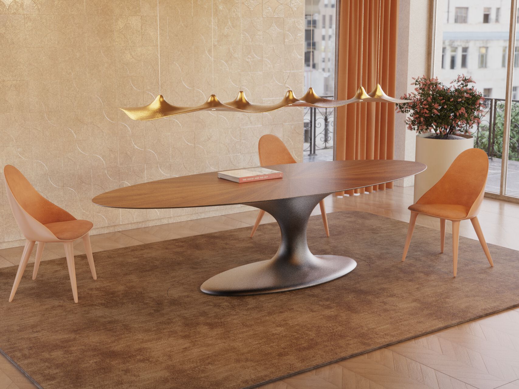 Овальный обеденный стол из стекловолокна и шпона GANSK JADE ARCH-00103800 - Вид №3