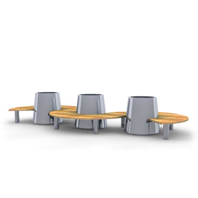 VULT01.01.01-MS.CM ВУЛКАН Трио, скамья с цветочным модулем LAB.Space 