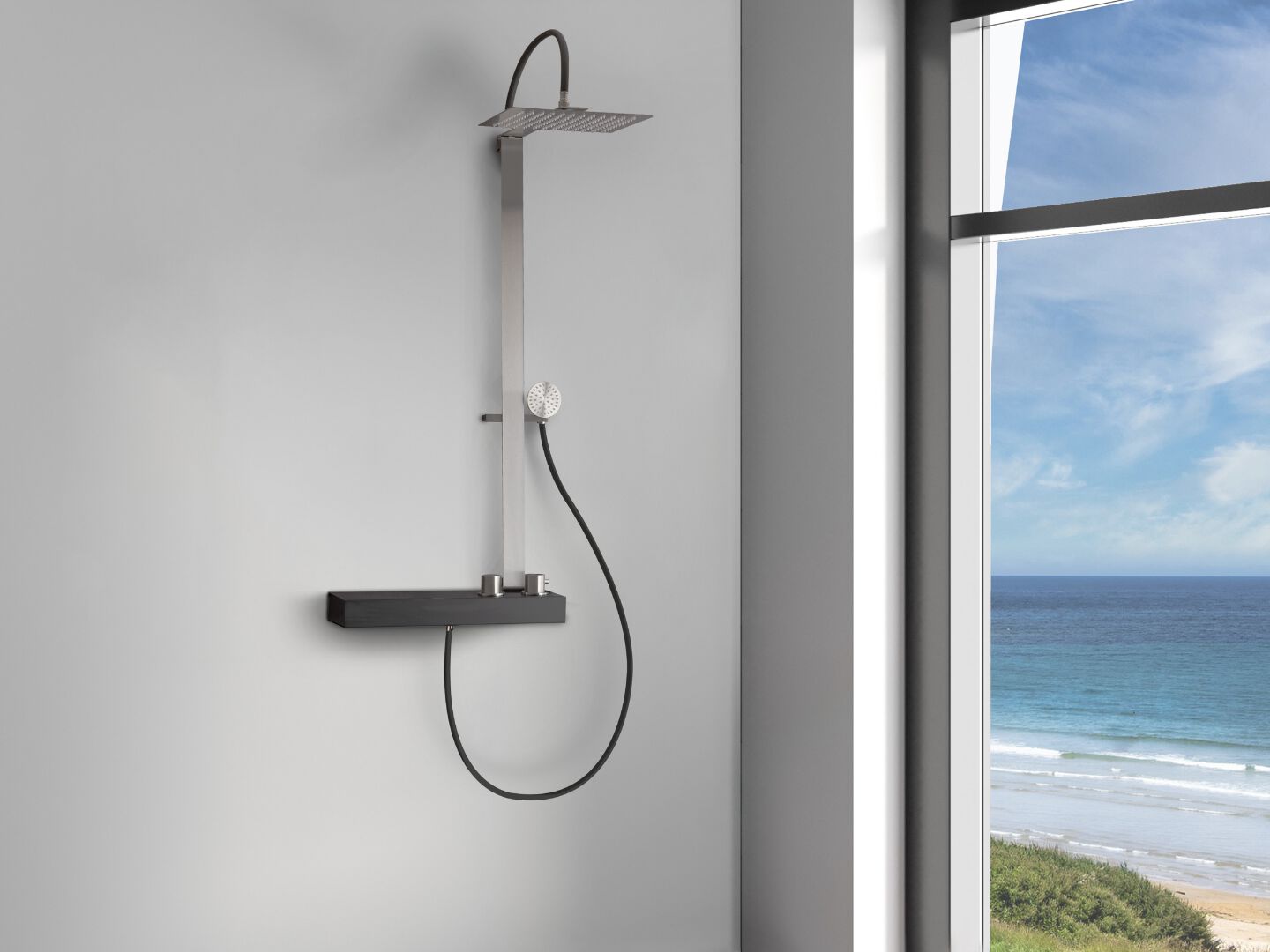 Настенная душевая панель из нержавеющей стали с ручным душем и душем Cropelli Alyssia ARCH-00105105 - Вид №32