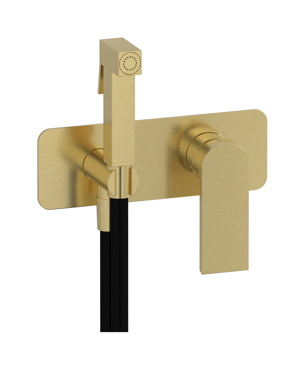 Внешние части гигенического душа со смесителем. WE ARE IB k3706is Brushed Pale Gold K3