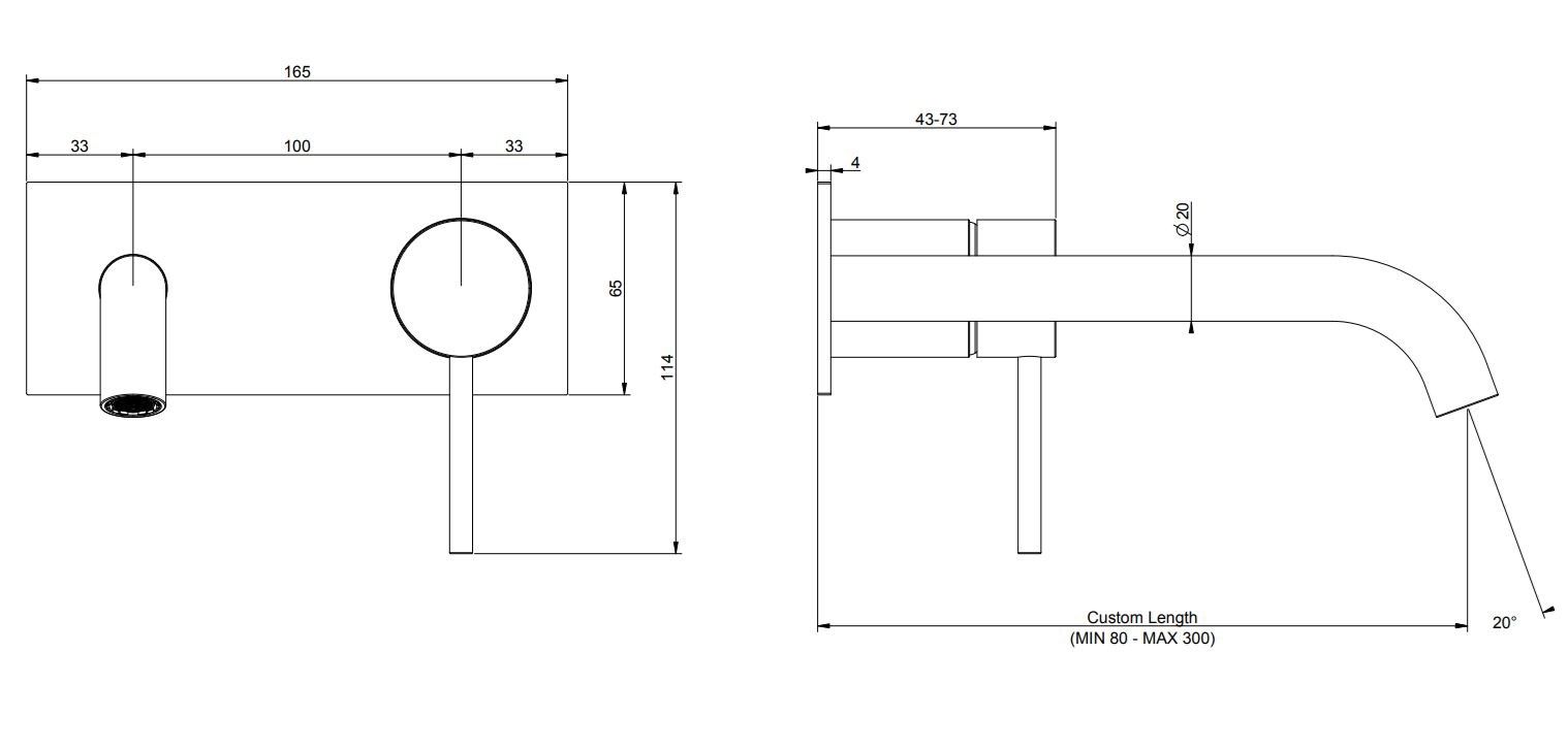 Металлический настенный смеситель для раковины с 2 отверстиями и пластиной Gessi Messi316 ARCH-00127155 - Вид №3