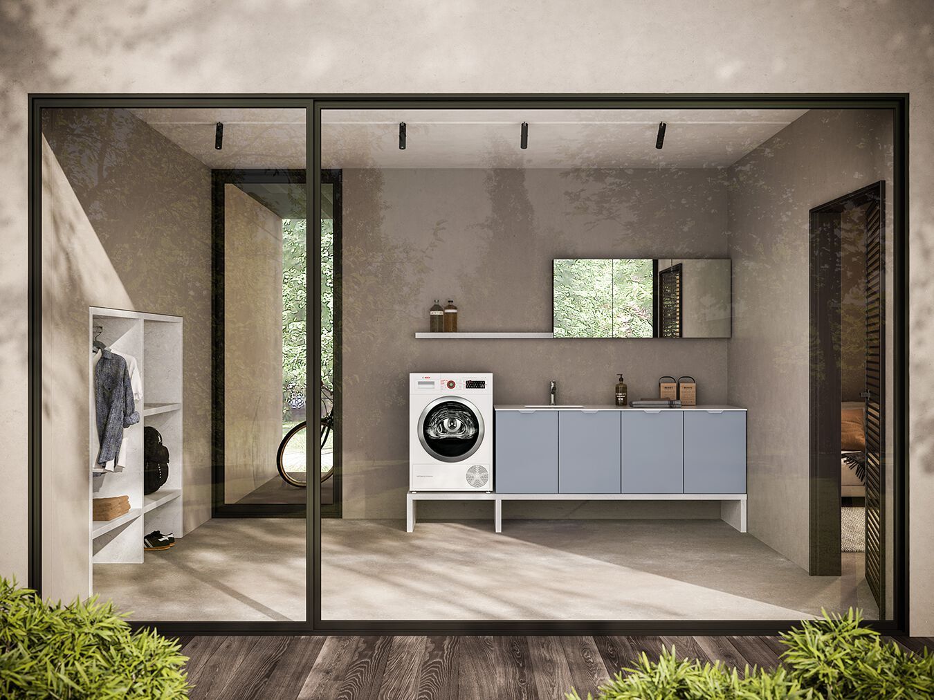 Шкаф для стиральной машины с зеркалом BMT Kosmo ARCH-00052090 - Вид №1