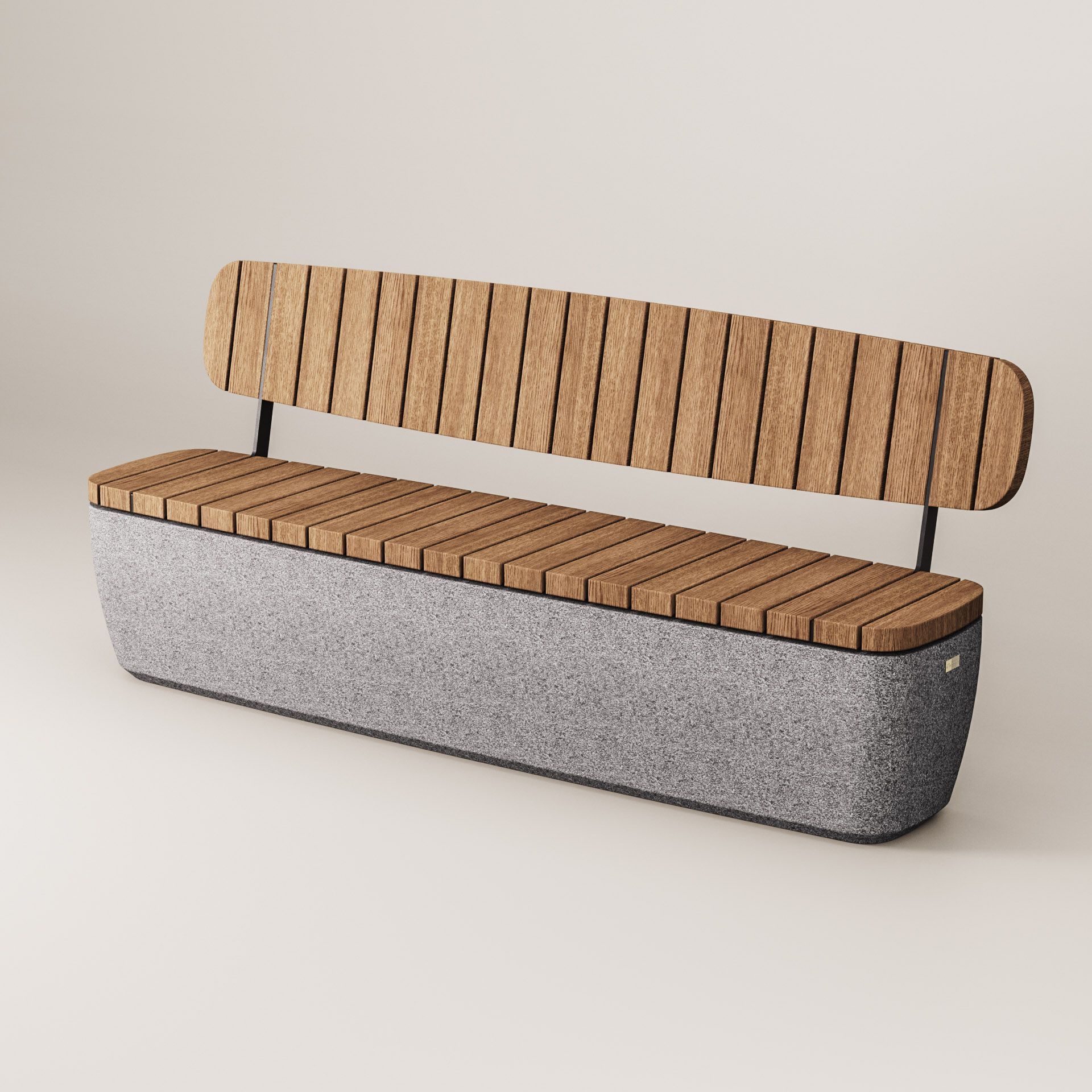 Бетонная и деревянная скамья со спинкой Kremen ARCH-00147114 - Вид №5