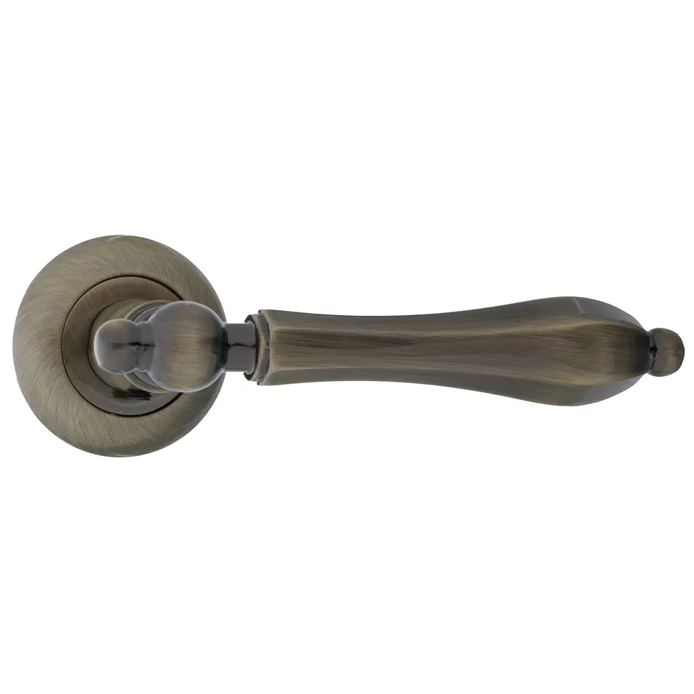 Ручки дверные на розетке Renz DH (N) 93-08, ЦАМ, цвет античная бронза STLM-2012332