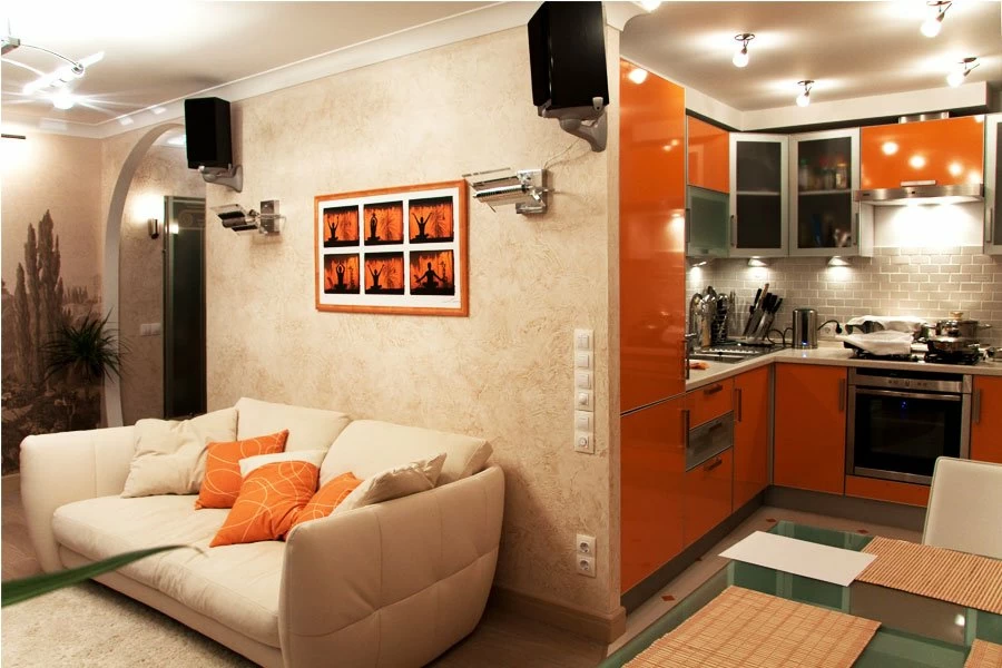 Дизайн гостиной, совмещенной с кухней — INMYROOM