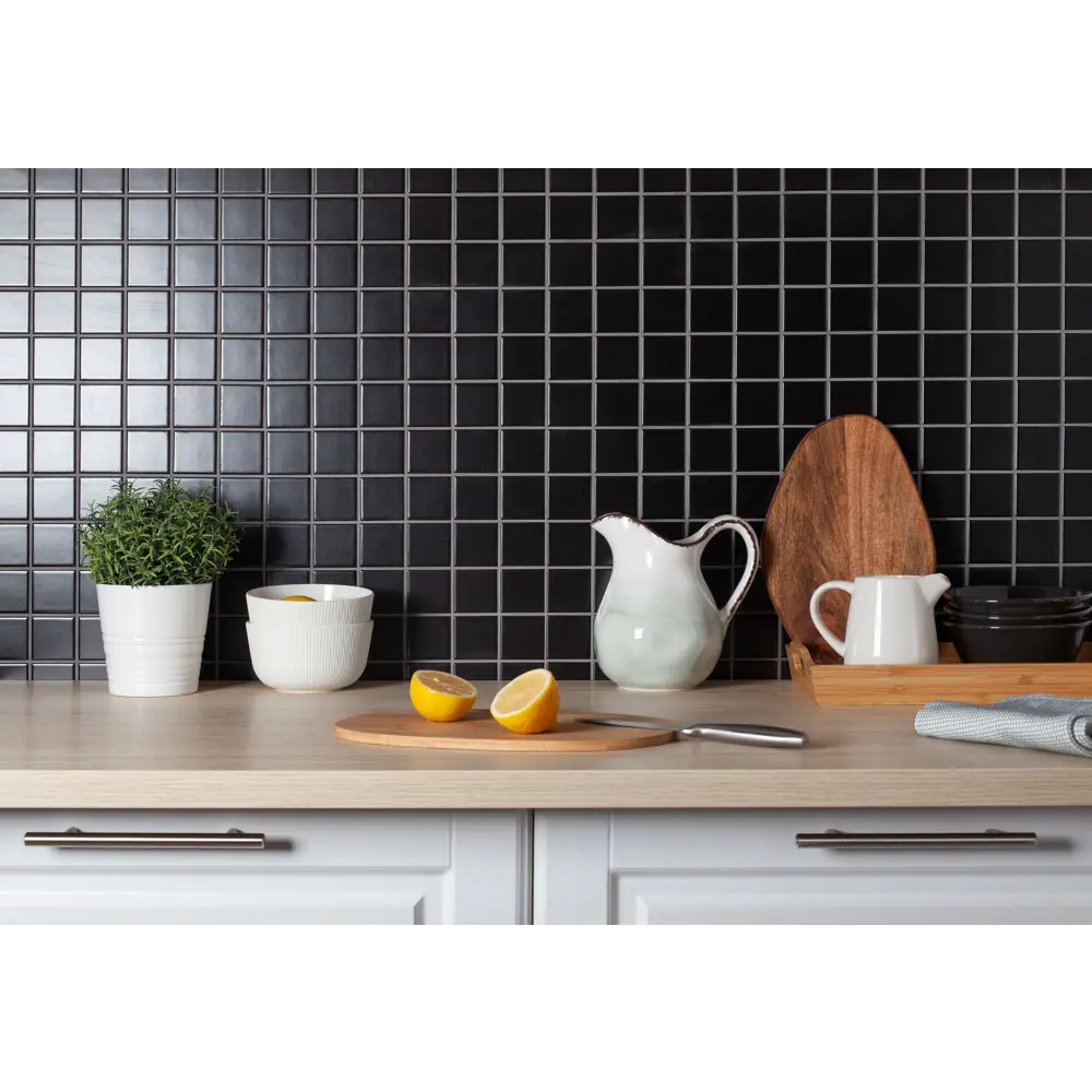 Мозаика керамическая Smart Mosaic Homework Black Matt 30.6x30.6 см цвет черный STLM-2087121 - Вид №6