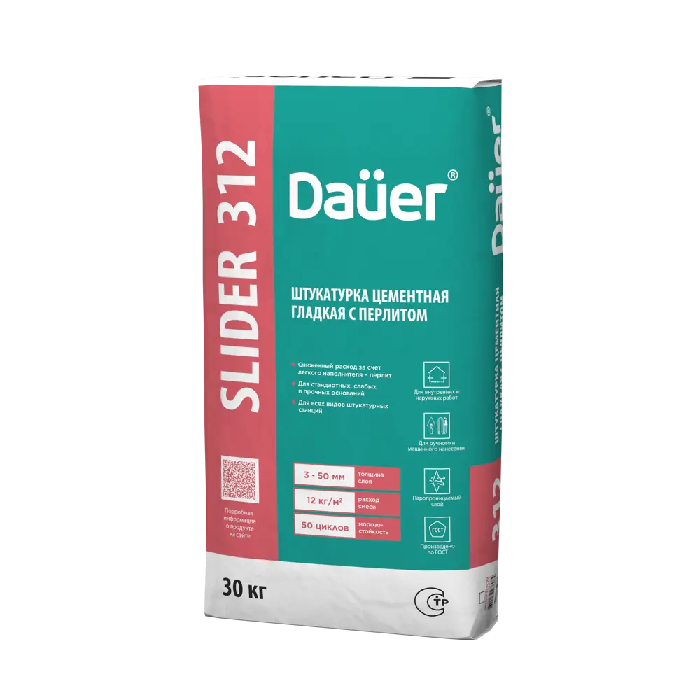 Штукатурка цементная Daüer Slider Fasad 312 30 кг Dauer STLM-2144488 - Вид №3