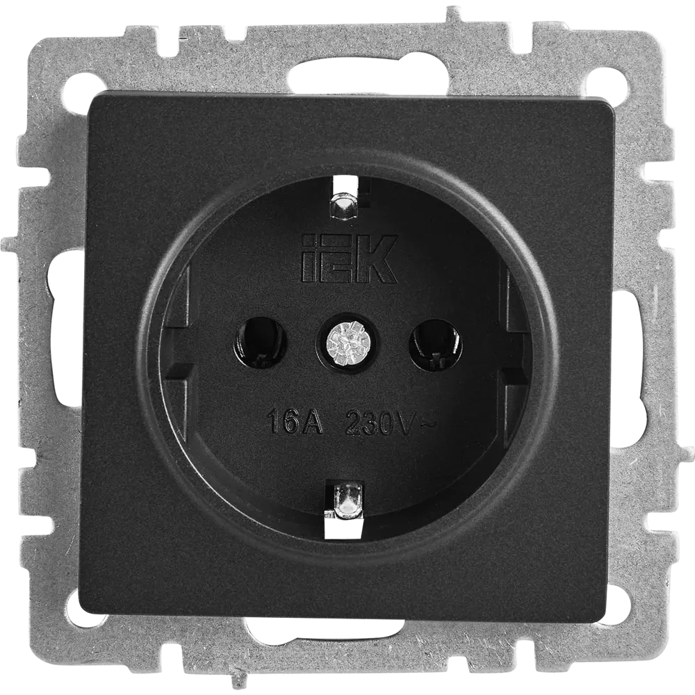 Розетка IEK Brite черная встраиваемая с заземлением 87761555 STLM-1109401