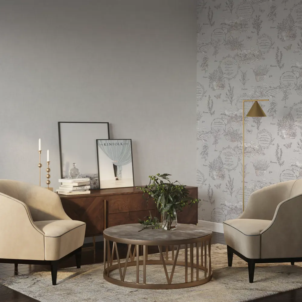 Флизелиновые обои Palitra Home Aromatique серые с текстурой тиснения 89392990 STLM-1538069 - Вид №4