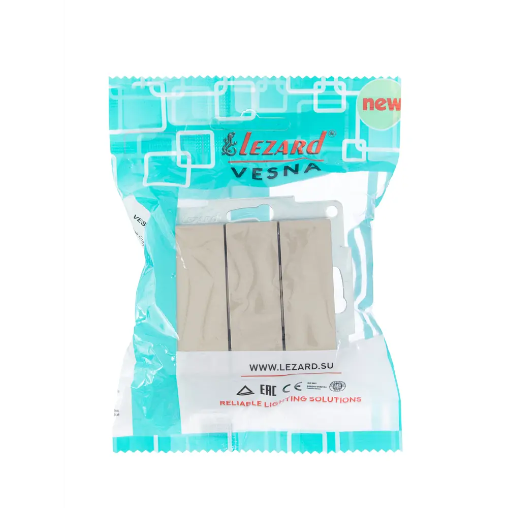 Выключатель Lezard Vesna трехклавишный встраиваемый, цвет титан 87103841 STLM-1578304 - Вид №5