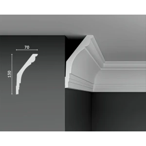 Плинтус Decostar PolyStyle SG-130/70 на потолок, полистирол (XPS) белый 2000x70 мм