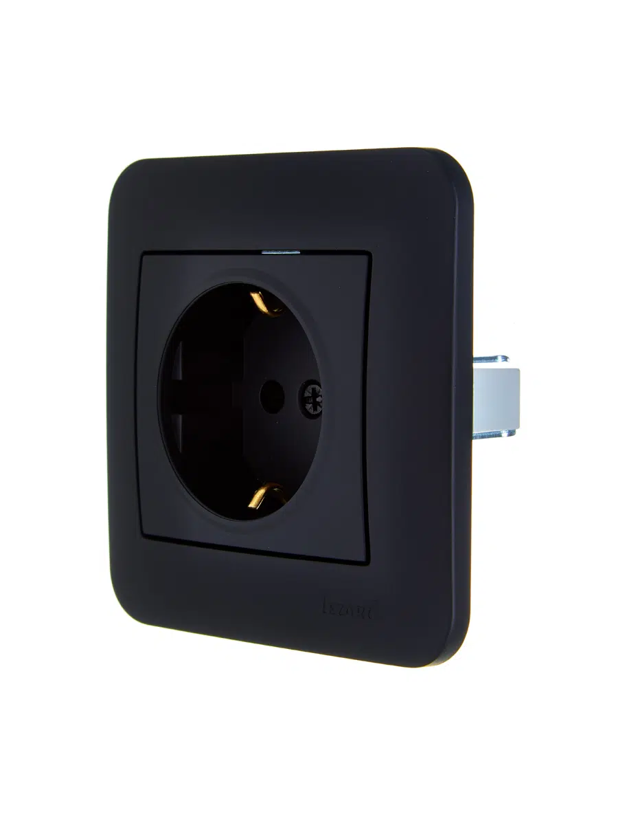 ASTI Розетка с/з ПБТ чёрный бархат LEZARD 7081-4242-122B - Вид №2