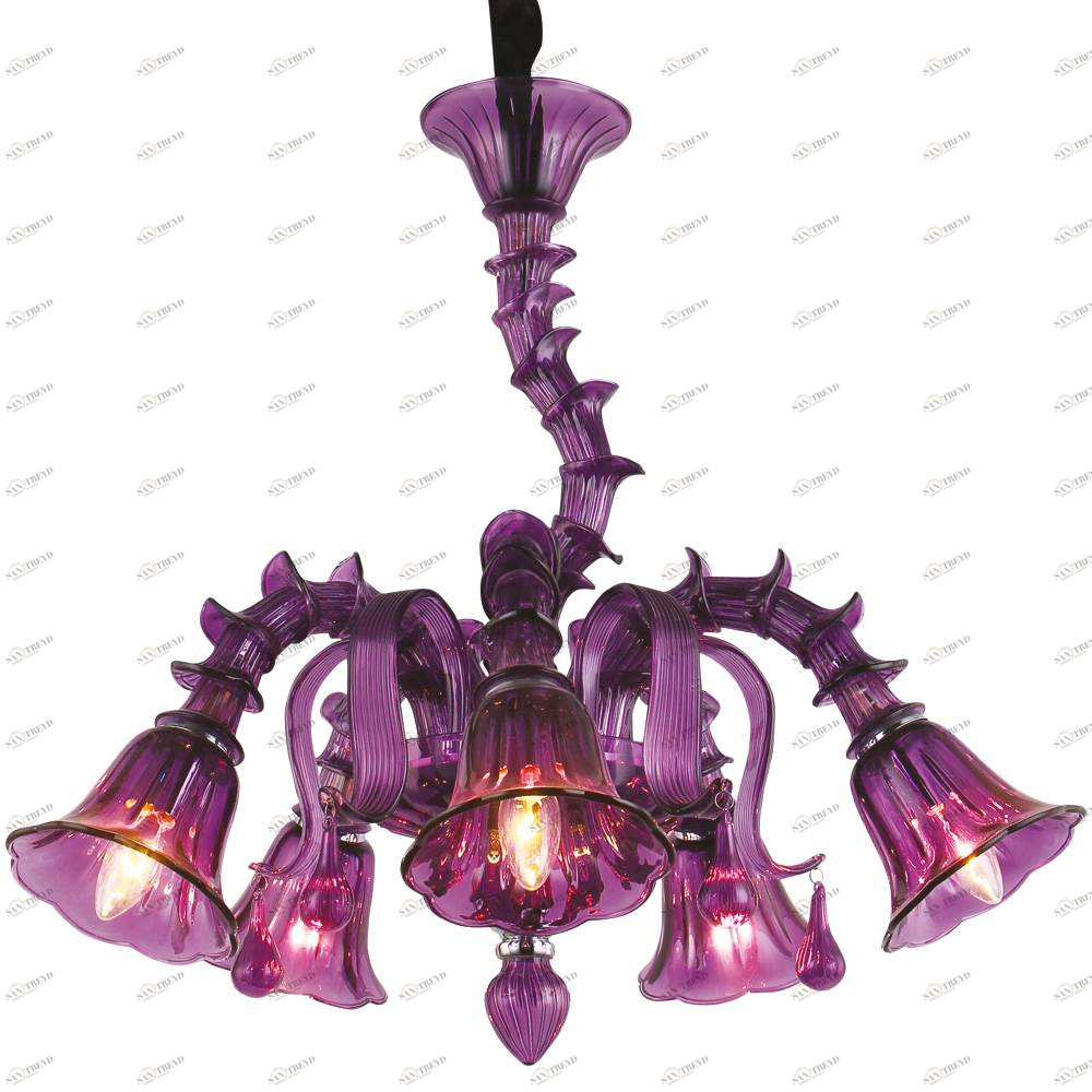 Подвесная люстра Arte Lamp Corno A8023LM-5CC фиолетовая ARTE LAMP ДИЗАЙНЕРСКИЕ, CORNO 056384 Фиолетовый 