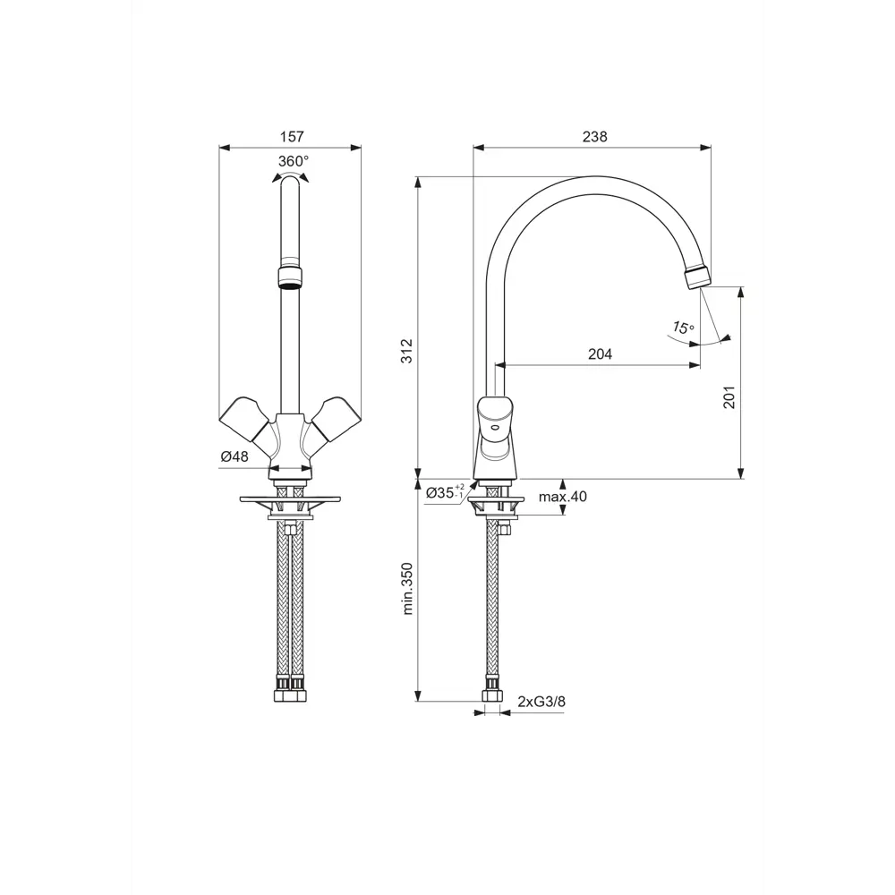 Смеситель для кухни Ideal Standard Euroflow, цвет хром STLM-2104032 - Вид №5
