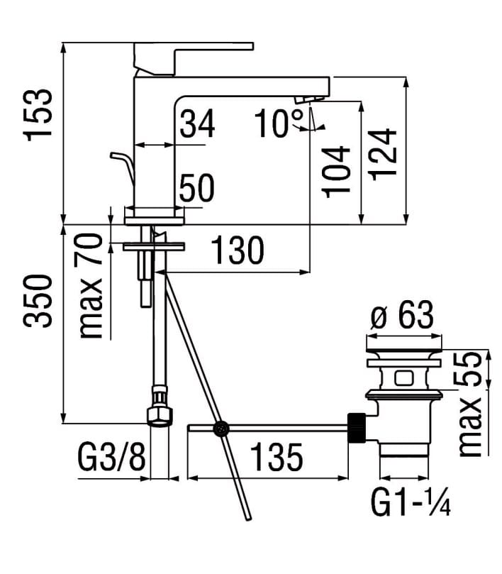 Однорычажный смеситель для раковины Nobili Up ARCH-00075607 - Вид №2