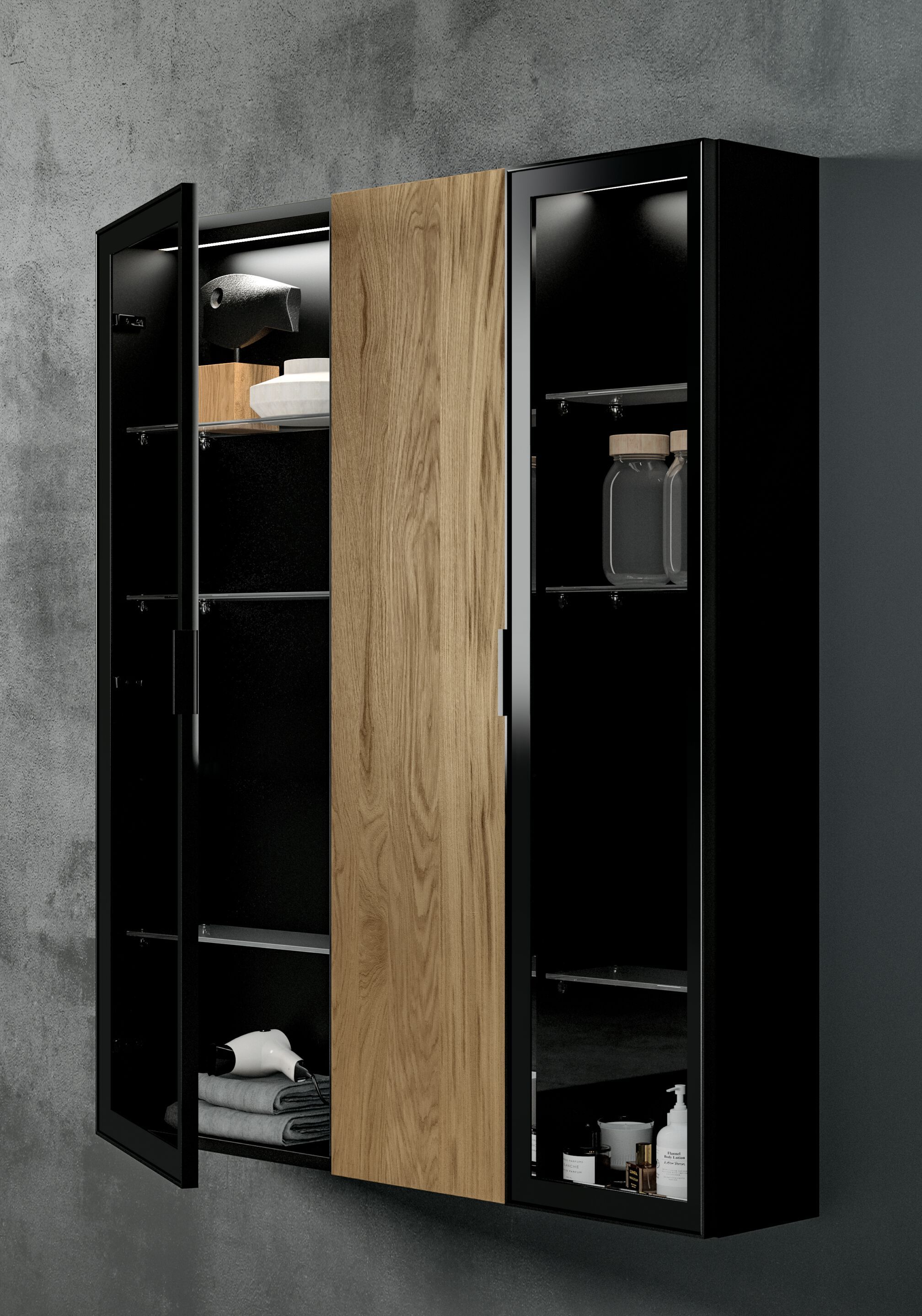 Туалетный столик с одной раковиной с зеркалом и навесными шкафами Birex Sidéro ARCH-00048937 - Вид №3