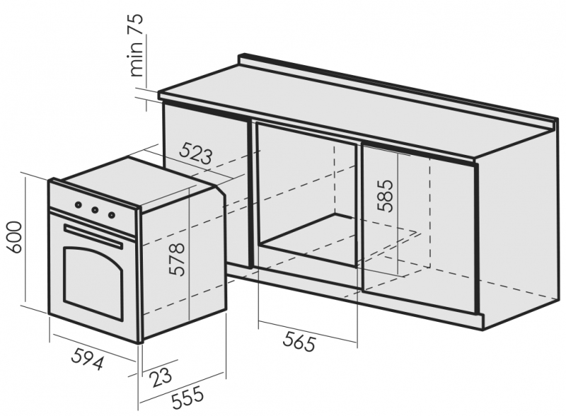1197021 Электрический духовой шкаф MBS DE-607BL черный STDN-0087557 - Вид №12