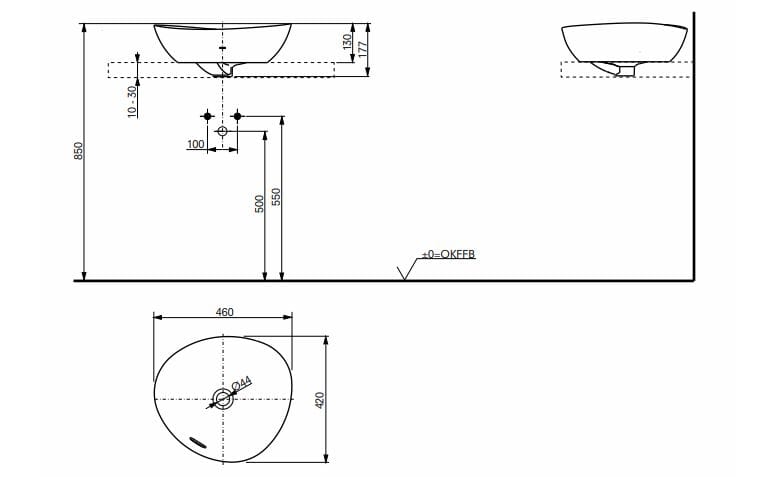 Керамическая столешница с переливом TOTO TA L4704E ARCH-00146349 - Вид №2