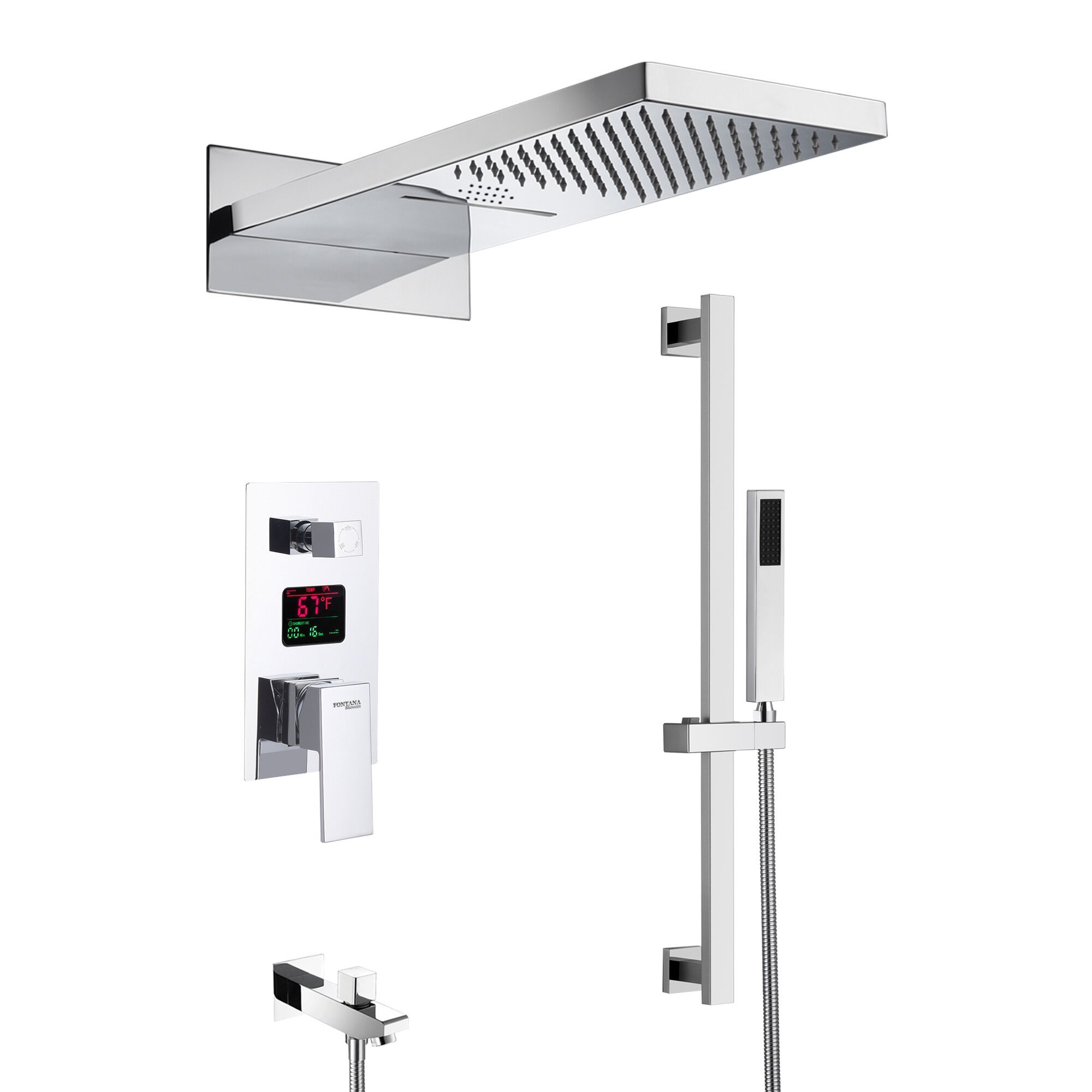 Утопленный набор для душа со светодиодной насадкой для душа Fontana Showers PICARDY ARCH-00078303 - Вид №1